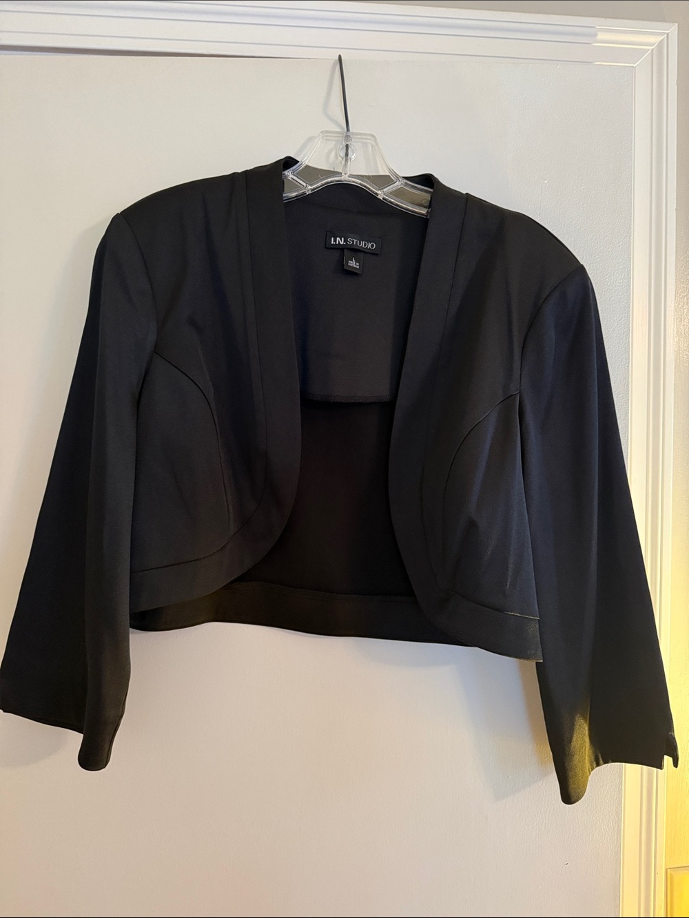 Black Cropped Open-Front Jacket